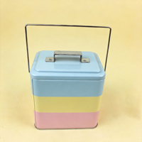 Boîte en métal sans plomb testée SGS avec couvercle coulissant profond et poignée en fil métallique pour le rangement de cosmétiques, parfums et articles de toilette