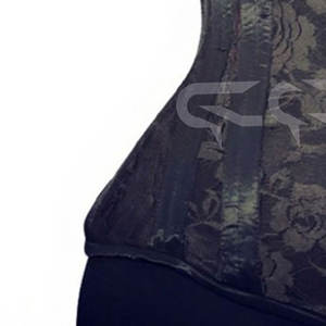 Corsé negro de brocado satinado con varillas de acero para entrenamiento de cintura |   Faja Gótica de Cintura de Cosh International - Product Image 5