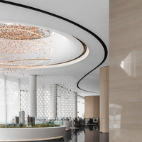 Hotel-Lobby Hängeleuchte Übergroßer Kreisring LED Moderne Decken-Kristallglas-Kronleuchter Pendelleuchte Maßgefertigt für Hohe Decken