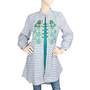 Women's Embroidered Long <b>Kurti</b> - Green - Product Image 2