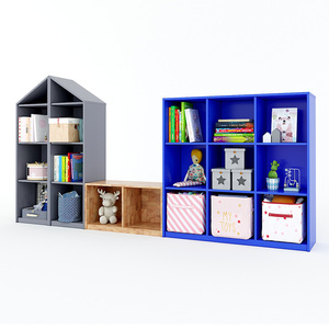 Sistema de Estanterías para Jardín de Infancia KGS016 de Diseño Moderno en Madera de Caucho Multicolor - Product Image 1