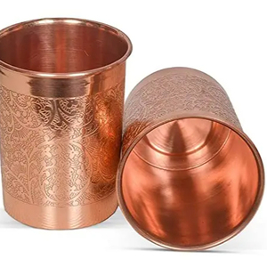 Barres de verre en cuivre gravées à la main de conception personnalisée Restaurant maison boisson servant utilisation cuivre métal verre pour servir en gros - Product Image 1