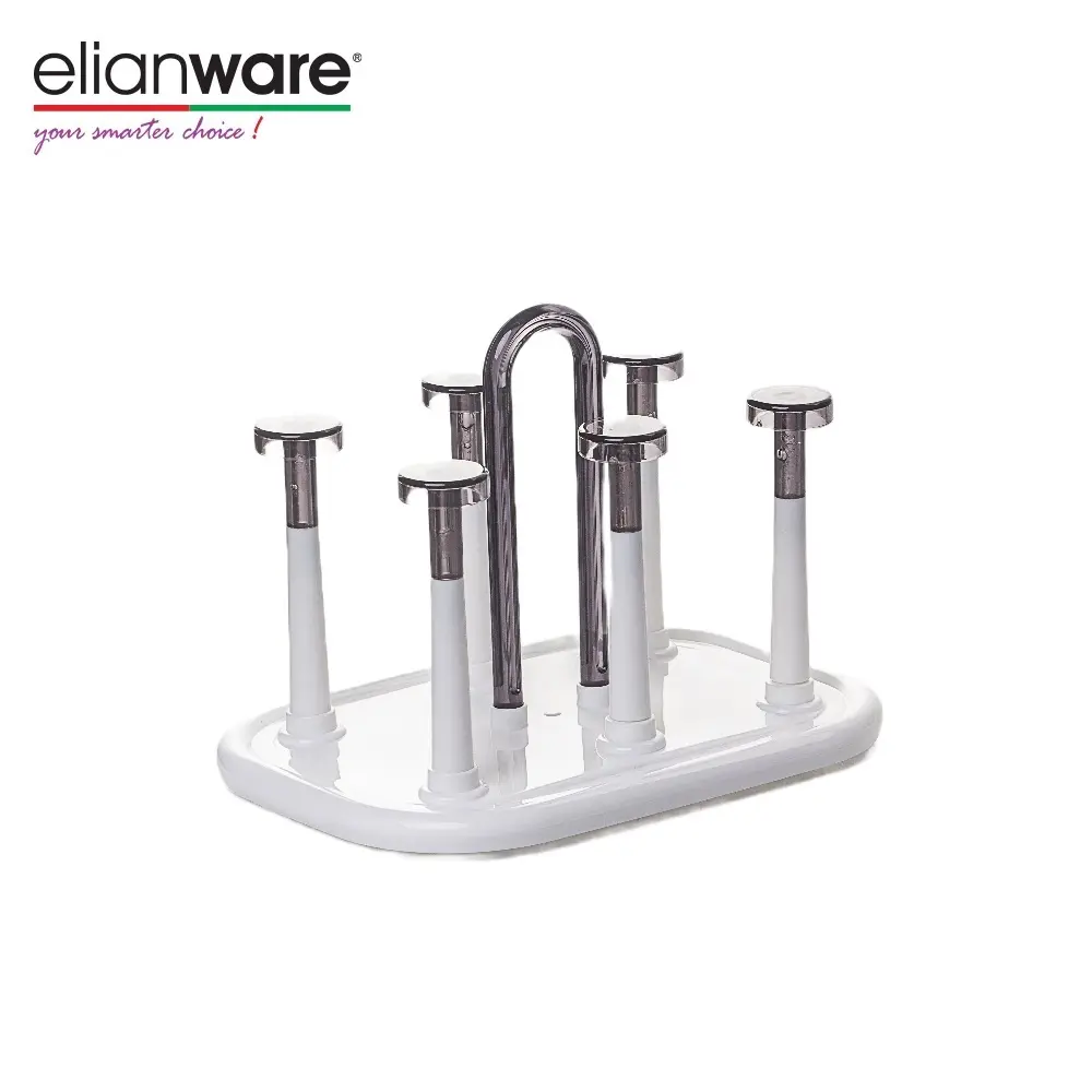 Elianware Cup Drying Rack Drinking Glass Holder Stand Plastic Drinkware Dryer and Mug Tree Cup Stand Tray Holder