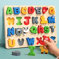 Rompecabezas de Madera para Bebés, con Letras y Números, Juguete Educativo Temprano, Bloques de Construcción para Niños Pequeños