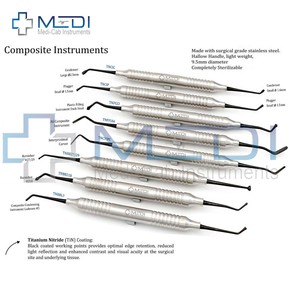 Ensemble d'instruments dentaires manuels en acier pour composites, 10 pièces, double extrémité, noir - Product Image 1