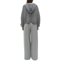 Veste pull douce à manches longues pour femme, tricotée jacquard, délavée à l'acide, avec broderie 3D, fermeture éclair et badge sur le devant, à capuche, éco-responsable et décontractée