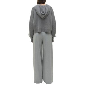 Suéter de Punto para Mujer, Estilo Informal, Ecológico, con Capucha y Cremallera, Lavado Ácido, Manga Larga, Suave, para Otoño e Invierno, Color Sólido - Product Image 3