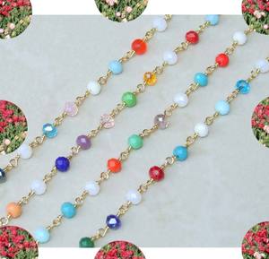 สี่เหลี่ยมผืนผ้าเหลี่ยมผืนผ้าเหลี่ยมผืนผ้าและรอบเหลี่ยมโซ่ลูกประคําสีแดงโกเมนลูกปัดหินลูกประคําทองเหลืองชุบทองโซ่สําหรับสวมใส่ - Product Image 4