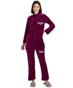 Survêtement en velours pour femmes violet foncé velours velours survêtements deux pièces ensemble hiver femmes entraînement unisexe 2 pièces pantalon survêtement ensemble - Product Image 5