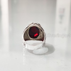 Anillo de Plata de Ley 925 con Granate Rojo Natural, Piedra de Nacimiento de Enero, Todas las Tallas, Joyería Fina Árabe, Recién Llegado - Product Image 6