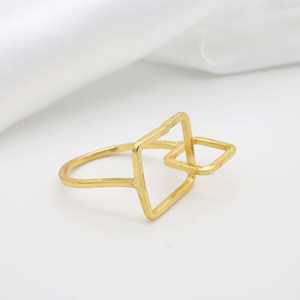 Los mejores anillos de moda de lujo para hombre al por mayor hechos a mano ajustable cuadrado chapado en oro Real diseño geométrico elegante joyería de latón - Product Image 3