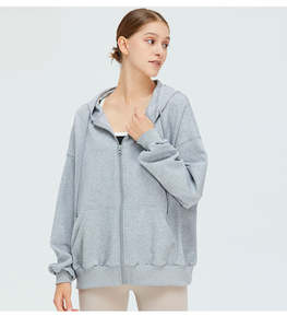 Veste de sport décontractée 100% coton pour femmes avec capuche à cordon de serrage personnalisée vente en gros de logo avant de tissage non tissé d'hiver - Product Image 2