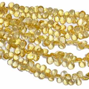 Natural Lemon Quartz Faceted Pear Shape Briolette Loose Gemstone Beads Strands 9x11mm Quartz <b>Stone</b> For Jewelry Making Wholesale - Product Image 3