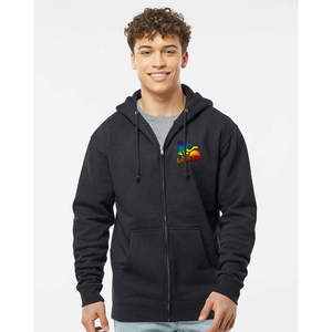 Sudadera con capucha y cremallera con estampado bordado - Negra - Tallas XS a 6XL - Product Image 1
