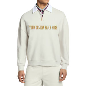 Custom Men's Spring Half-Zip Cotton Blend Premium Mid-Weight Knit Pullover Luxury Embellishments Anti-Wrinkle Solid Zipper-Up - Product Image 1