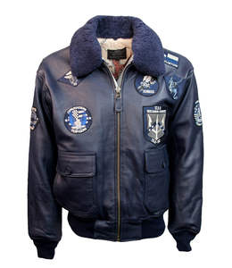 Chaqueta Bomber G1 para Hombre, Top Gun, 100% Cuero con Cuello de Piel, Chaqueta de Cuero con Solapa de Algodón para Hombre, Igual que la Chaqueta de Tom, para Hombre - Product Image 1