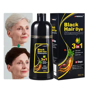 维生素c保湿护发批发价格美都3合1草本天然覆盖灰色头发黑色染发剂洗发水