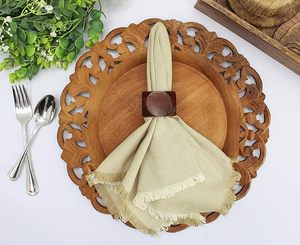 แหวนผ้าเช็ดปากทำจากไม้แปดเหลี่ยมทำด้วยมือสำหรับงานแต่งงานงานเลี้ยงคริสต์มาสและโอกาสพิเศษอื่นๆ - Product Image 1