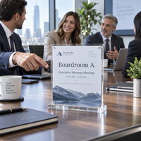 Support de table en acrylique personnalisé, présentoir en plastique transparent pour les bureaux d'entreprise, les salles de réunion, la promotion des entreprises