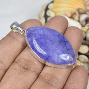 925ยอดนิยมทำด้วยมือเงินสเตอร์ลิงจี้มูนสโตนสายรุ้งสีน้ำเงินกรอบการตั้งค่าหินธรรมชาติจี้สีฟ้าของขวัญสำหรับเธอ - Product Image 1