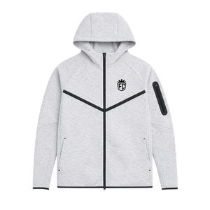 Mens Tech Fleece Windrunner <b>Full</b>-<b>Zip</b> Hooded Jacket and Joggers Tracksuit Sweatsuit Marl Grey Athletic Training Activewear Set - Product Image 3