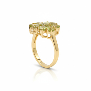 925 Sterling Silver Peridot Flower Ring Oval and Pear Shape Green Gemstones Nature Inspired Designer Jewelry - Product Image 3