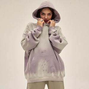 Pull en éponge française Sweats à capuche surdimensionnés 100% coton Logo rétro Pull 100% coton Acid Washed Hoodie 300 Gsm Hoodie - Product Image 4