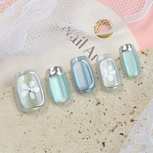 Vente en gros de thé glacé Long Island haut de gamme fait à la main Short boutique trapézoïdal Nail Art portable en relief 3D pour les ongles - Product Image 1