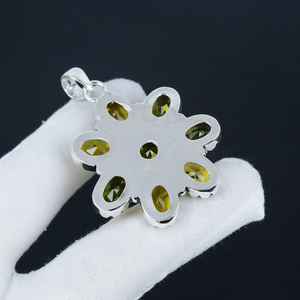 Radiant jaune Citrine pendentif ovale coupe argent plaqué à la main collier de pierres précieuses pour les femmes élégant bijoux en gros - Product Image 3