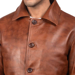 เดรสหนังแฟชั่นผู้ชายระบายอากาศได้ดีเสื้อเชิ้ตหนังแบบเรียบๆน้ำหนักเบา - Product Image 4