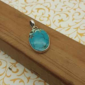 Natural Tibetan Firoza <b>Pendant</b> Necklace in 925Sterling Silver Wholesale Tibetan Firoza <b>Pendant</b> Handmade Sterling Silver Jewelry - Product Image 3