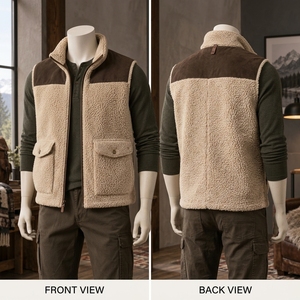 Gilet en sherpa pour homme, fabriqué avec un tissu polaire doux, construction isolante et chaude, fermeture éclair sécurisée et coupe confortable pour l'extérieur - Product Image 6
