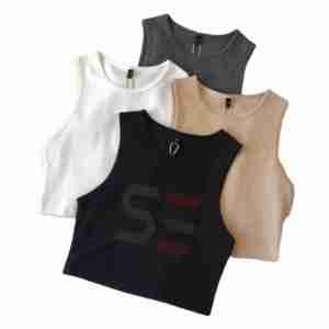 2025 Summer New Women Ribbed Sleeveless <b>Crop</b> <b>Top</b> Vest Solid Color Tank <b>Crop</b> <b>Tops</b> for Women - Product Image 1