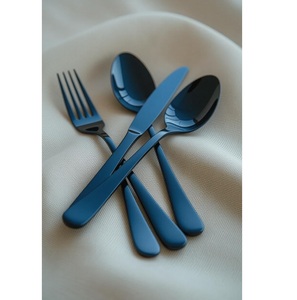 Juego de Cubiertos de acero inoxidable, vajilla de comedor de lujo con acabado azul que agrega estilo y belleza atemporal a su Mesa - Product Image 3