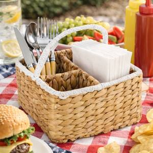 Porta Utensilios Multifuncional Moderno de Jacinto de Agua, Cesta para Cubiertos con Asa, Organizador de Cubiertos, Almacenamiento de Cubiertos - Product Image 4