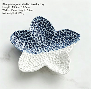 Vassoio piatto di gioielli con stelle marine-anello in <span class=keywords><strong>ceramica</strong></span> e supporto per gingillo-decorazione da tavola in stile oceano per orecchini e conservazione di caramelle - Product Image 5