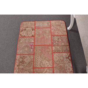 Vintage Small Rug 2.7x3.7 ft, Red <b>Brown</b> Camouflage Rug <b>Wool</b> - Product Image 3