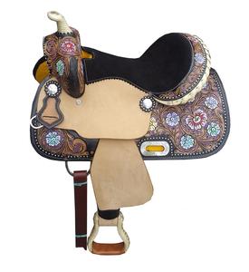 Selle de cheval d'équitation occidentale portable de haute qualité, taille personnalisée, cuir véritable durable, plusieurs couleurs, emballage avec logo personnalisé - Product Image 1