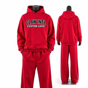 Ropa de calle personalizada para hombre, chándal en blanco con cremallera, 2 piezas, lavado ácido, ropa Vintage desgastada, sudaderas de gran tamaño, conjunto con capucha - Product Image 5