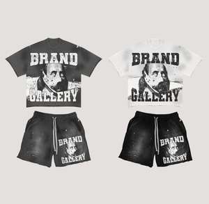 Boxy ชุด2ชิ้นสำหรับผู้ชาย, เซ็ตเสื้อยืดกางเกงลำลองแขนสั้นชุดเสื้อผ้า2ชิ้นโลโก้ตามสั่ง - Product Image 1