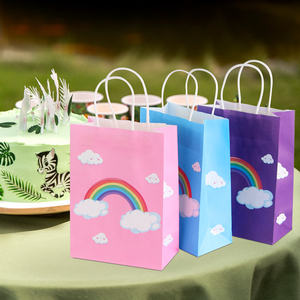 Bolsas de Regalo de Papel Kraft Clásicas Coloridas con Diseño de Arcoíris, Impresión Digital, Laminación Brillante, Asas de Cuerda de Algodón, Diseño de Nubes, Personalizables - Product Image 5
