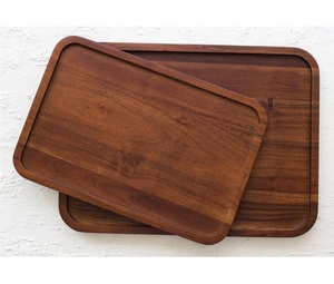 Plateau de service en bois de qualité supérieure, cadeau de pendaison de crémaillère, plateau en bois rustique pour les trempettes, les collations, les amuse-gueules, la charcuterie au meilleur prix - Product Image 1