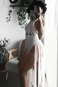 Boho Cotton Hand Woven <b>Festival</b> Clothing Bustier Crop <b>Top</b> Women Macrame Beach Dress - Product Image 3