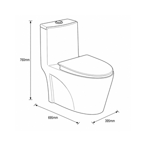 Cuvette de toilette monobloc Bellino à double chasse, chasse à jet siphonique, siphon en S, fixation au sol, design moderne, céramique écologique, garantie 5 ans - Product Image 2