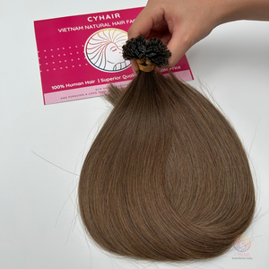 20นิ้วที่มีคุณภาพสูงผมต่อจากแอฟริกาหยิกเวียดนามปลายแบนปลายแบนแบบยุโรปสองด้านยาวเป็นลอนธรรมชาติ2 - Product Image 1