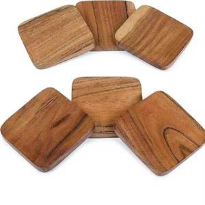 Juego Premium de 4 elegantes posavasos de madera hechos a mano, duraderos, ecológicos, bohemios, para bebidas, decoración del hogar, diseño moderno y elegante - Product Image 1