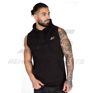 Venta al por mayor Muscle sudaderas con capucha sin mangas Camisetas sin mangas Entrenamiento Transpirable Sudadera con capucha sin mangas Jersey personalizado Sudadera con capucha sin mangas para hombres - Product Image 4