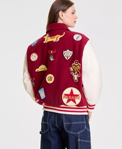Veste universitaire en laine rouge de haute qualité fabriquée au Pakistan, avec manches en cuir blanc, veste universitaire - Product Image 1