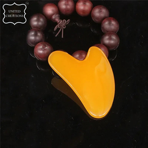Pierre naturelle jaune Jade Gua Sha thérapie outil peau du visage levage outil de Massage pour le corps et le visage - Product Image 5