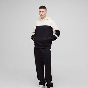 ชุดวอร์มผู้ชาย Careem & Black สีทูโทนแบบมีฮู้ด ทรงหลวม สเวตเชิ้ต กางเกงจ็อกเกอร์ขากว้าง - Product Image 1